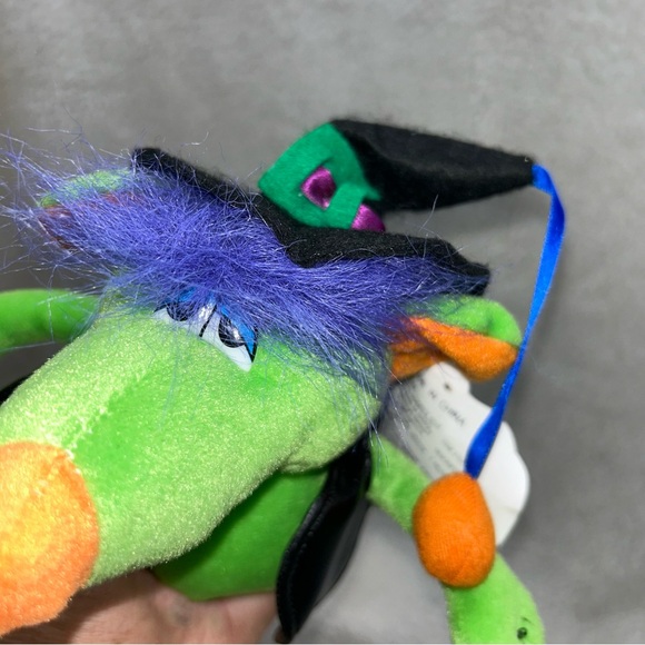 Kellytoy rat w/leather vest vintage halloween green purple orange paper tag 7" - Picture 4 of 13